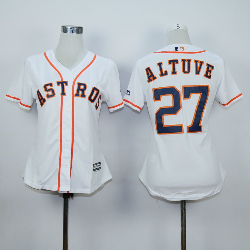 Women Houston Astros #27 Altuve White MLB Jerseys